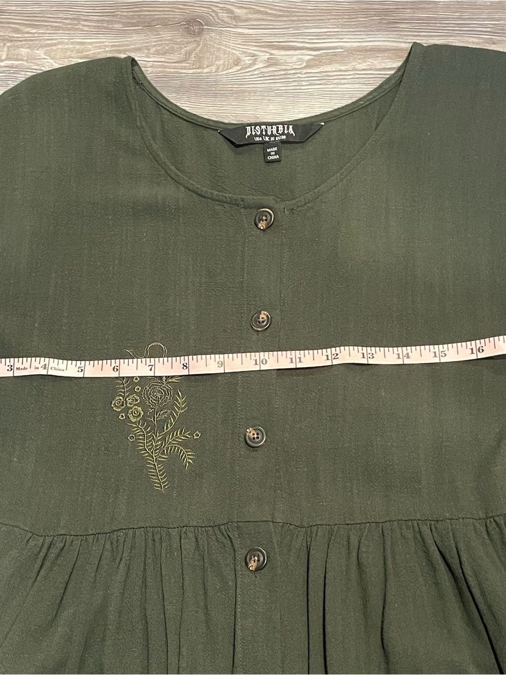 Disturbia Olive Green Button-Front Midi Dress - Picture 6 of 9